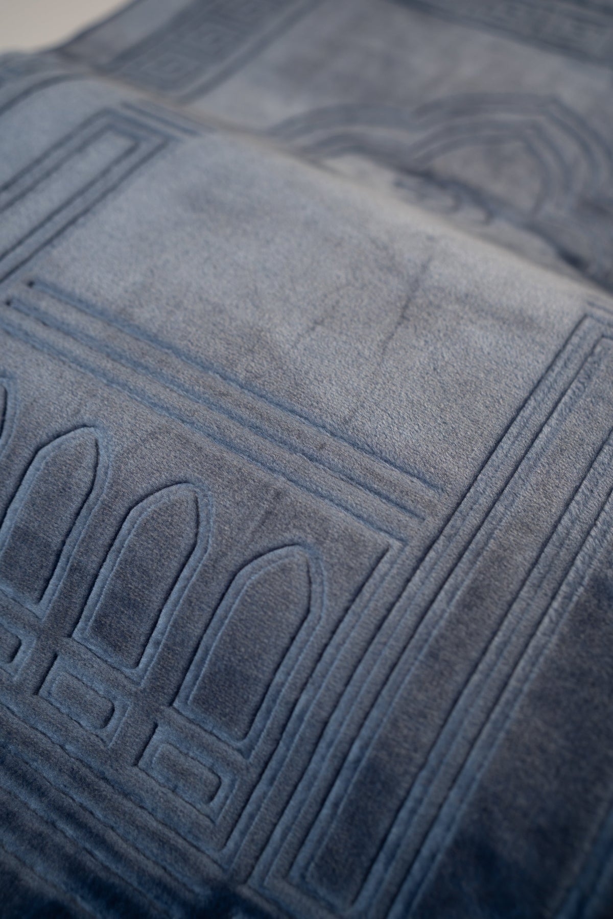 Close-up of the soft velvet surface, Navy Blue