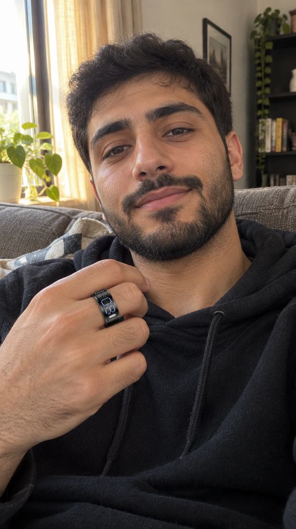 Smart Zikr Ring worn on the hand